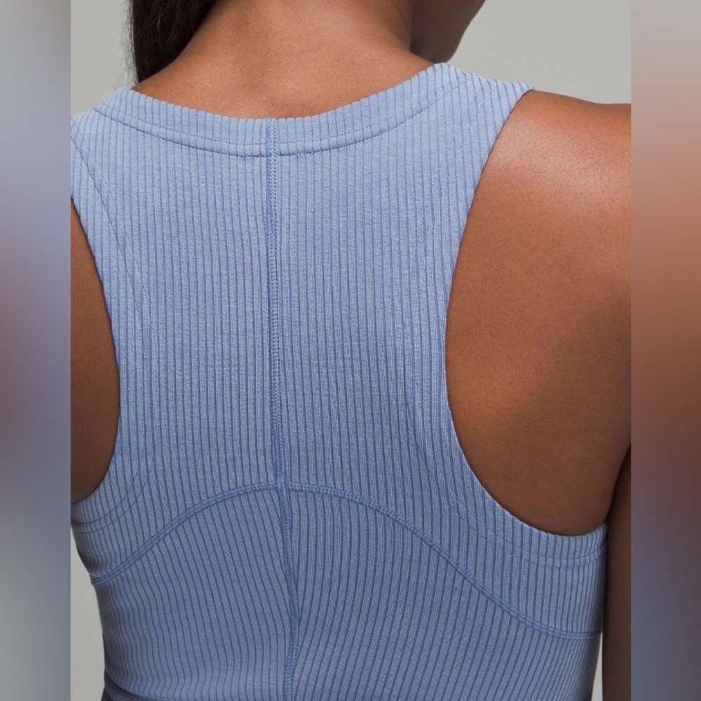NWOT Lululemon Ribbed Softstreme Slim-Fit Tank Dress Oasis Blue - Picture 3 of 7